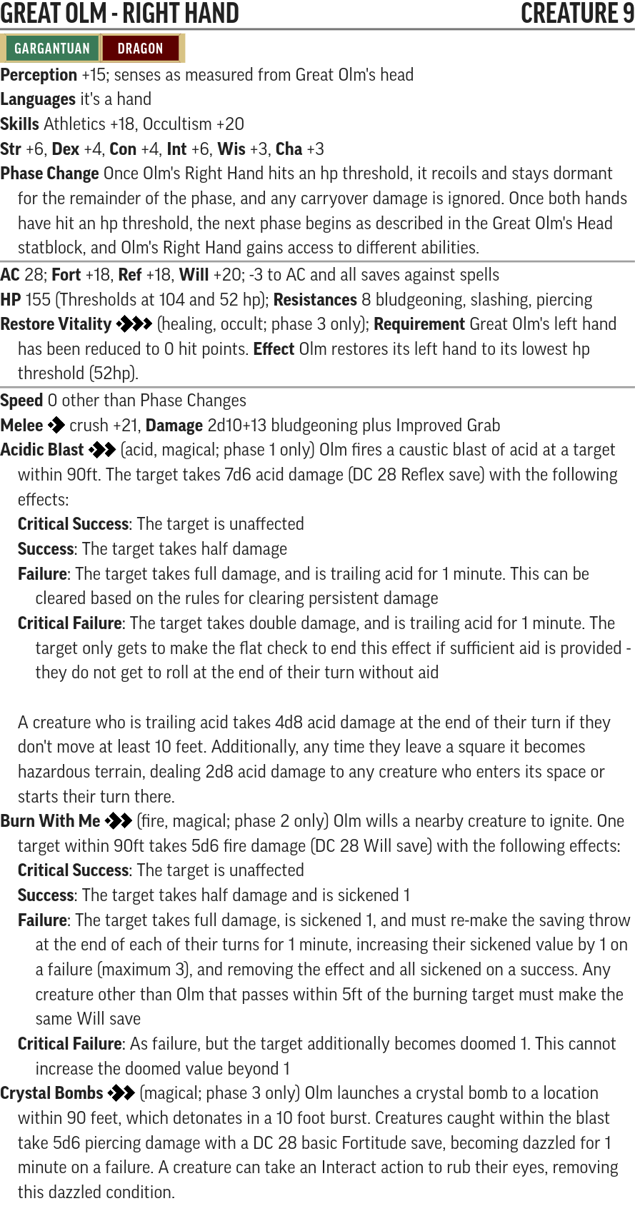 Great Olm's Right Hand stats
